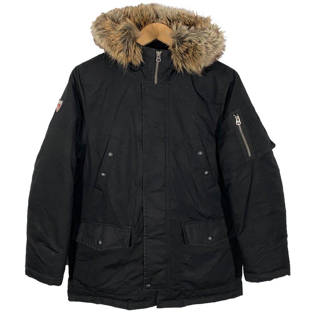Polo Ralph Lauren Faux Fir Trimmed Hooded Puffer Parka Jacket size Large (14-16)